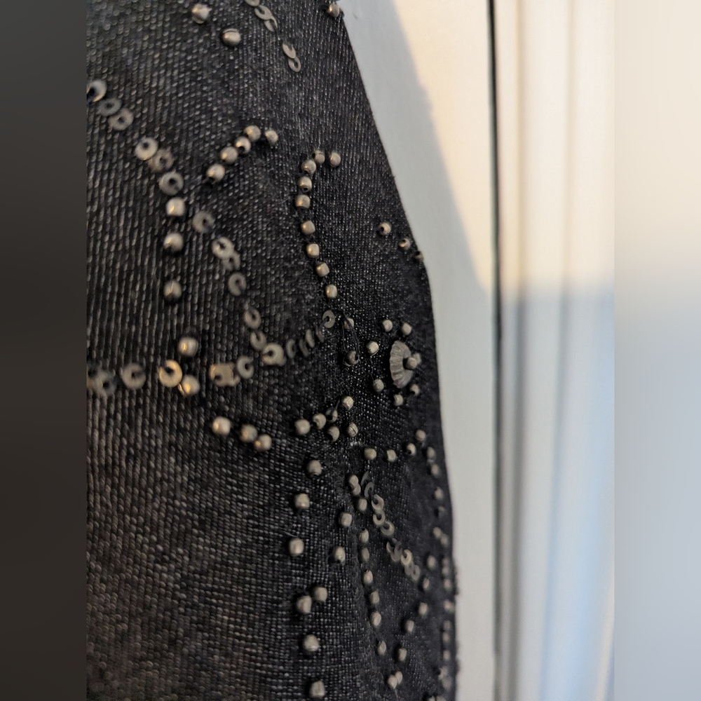 Chico's Vintage 90s Dark Jean Jacket with Embellishments - Picture 10 of 12
